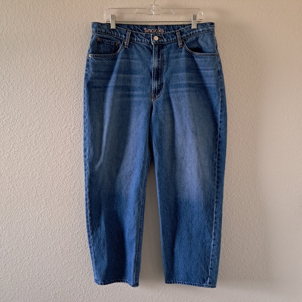 Snacks by Mother Jeans High Waisted Double Stack Ankle Blue Size 34